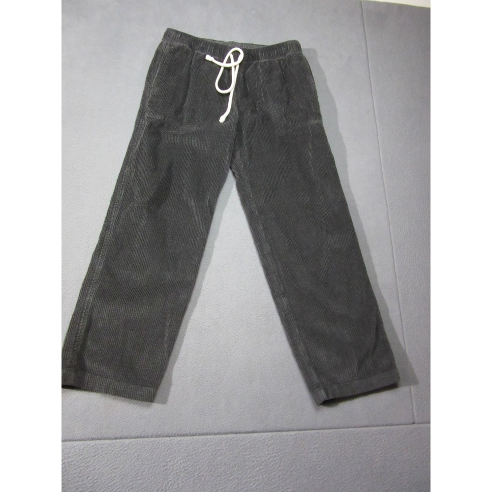 Aerie Pants Womens Small Gray Soft Corduroy Straight Leg Flat Front Drawstring